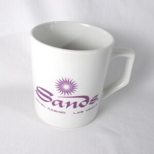 Sands Hotel and Casino Las Vegas Coffee Tea Mug Purple & White 10 oz Vintage
